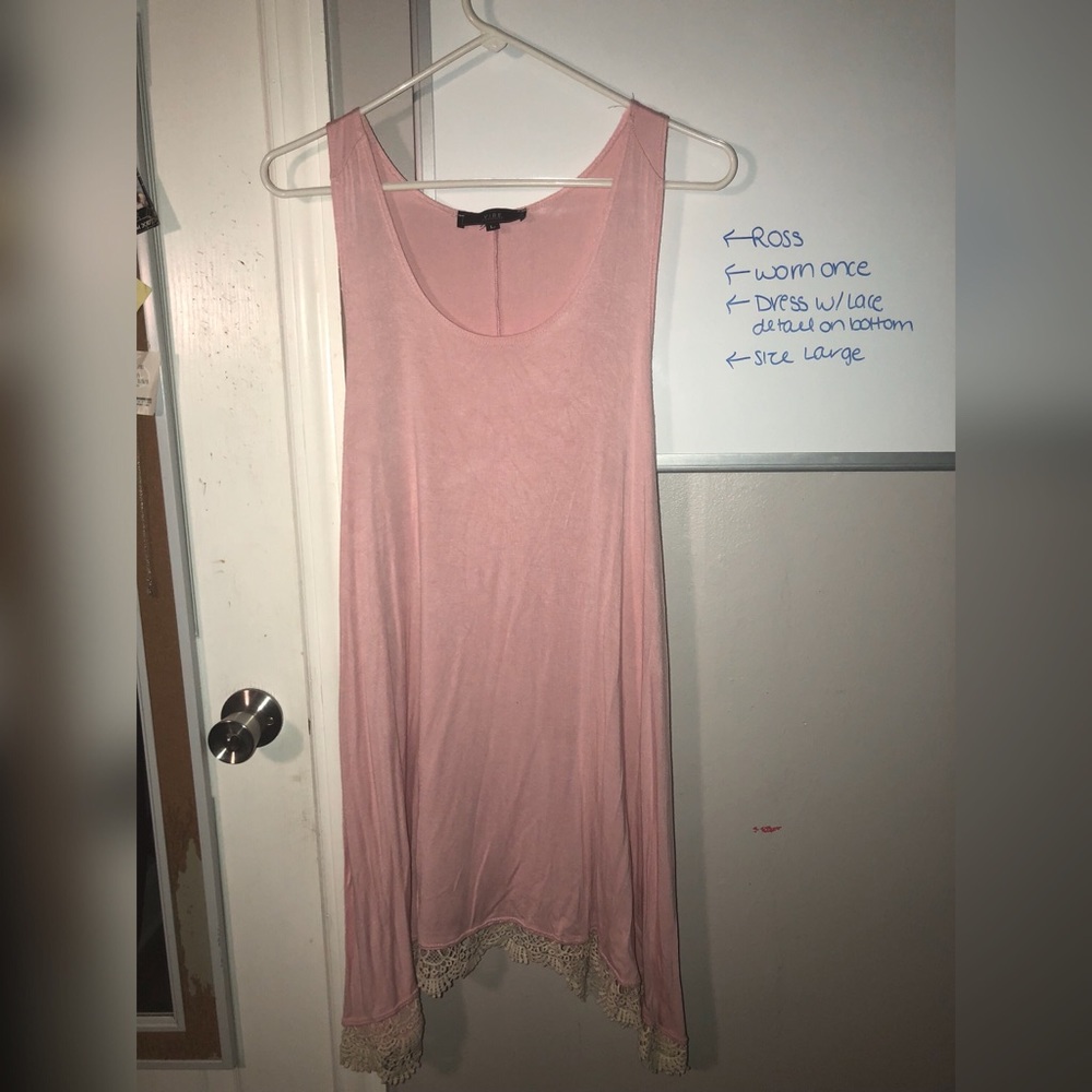 Casual Light Pink Dress with Lace Detail